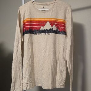 Tag 'Keep Life Simple' Graphic Long Sleeve T-Shirt Mountain Graphic